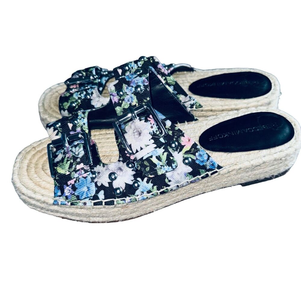 Rebecca Minkoff Jodi Platform Espadrille Floral Sandals Black Size 7